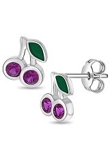 good-looking cz cherry sterling silver baby earrings